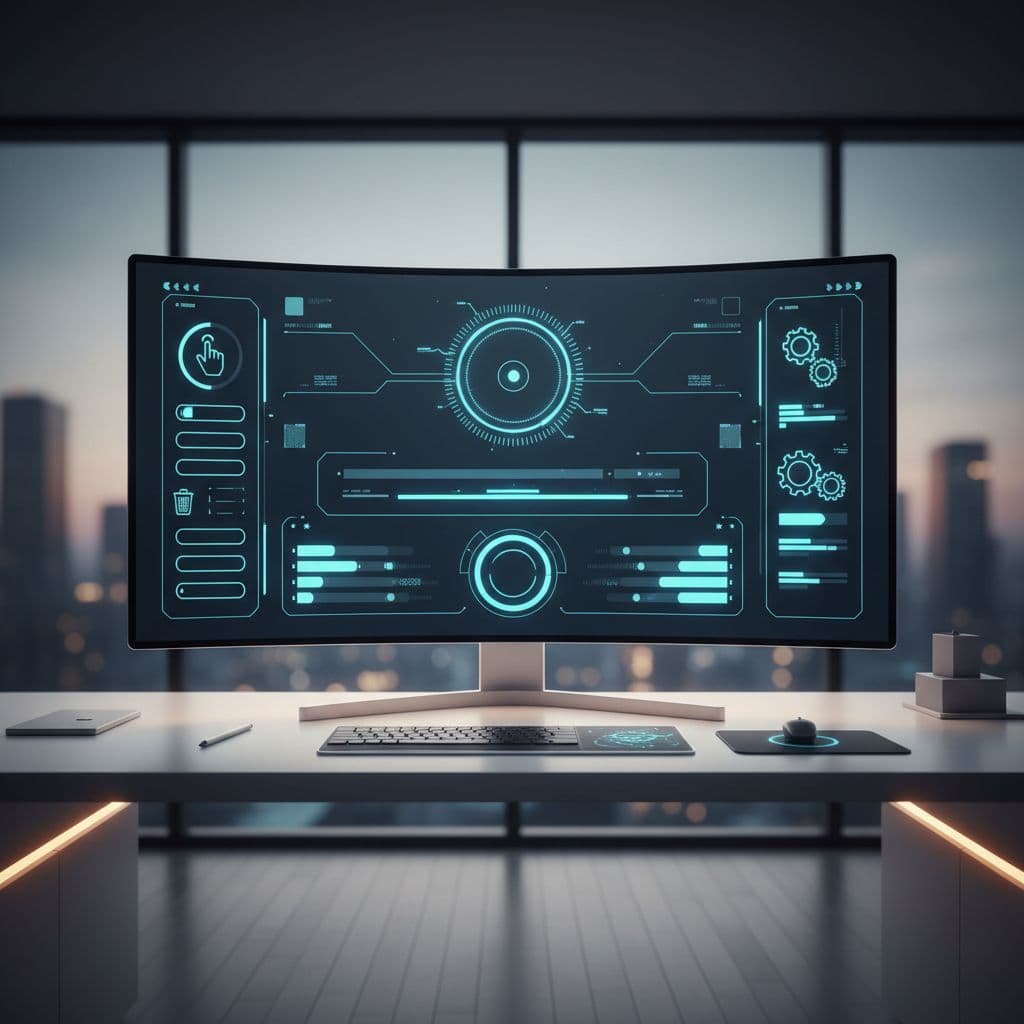 A minimalist and elegant digital workspace features a focused view of an organized professional dashboard.