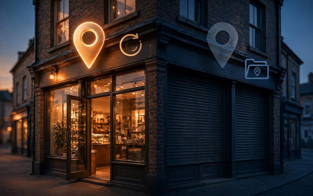 A bright open storefront contrasts with a dark permanently shuttered location.